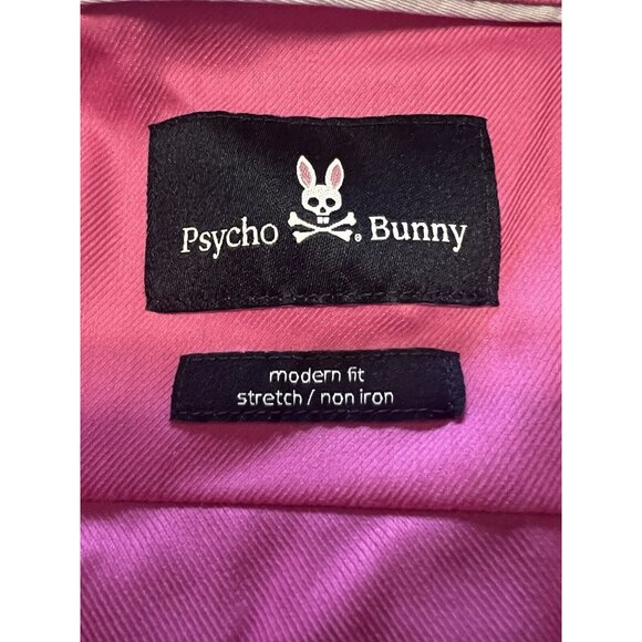 Psycho Bunny Modern Fit Stretch Non Iron Pink Long Sleeve Button Shirt Size 15.5 - Picture 14 of 16